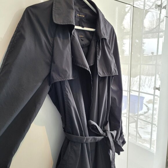 Massimo Dutti Minimalist Tie-Front Women's Black Trench Coat Size S - Picture 5 of 13